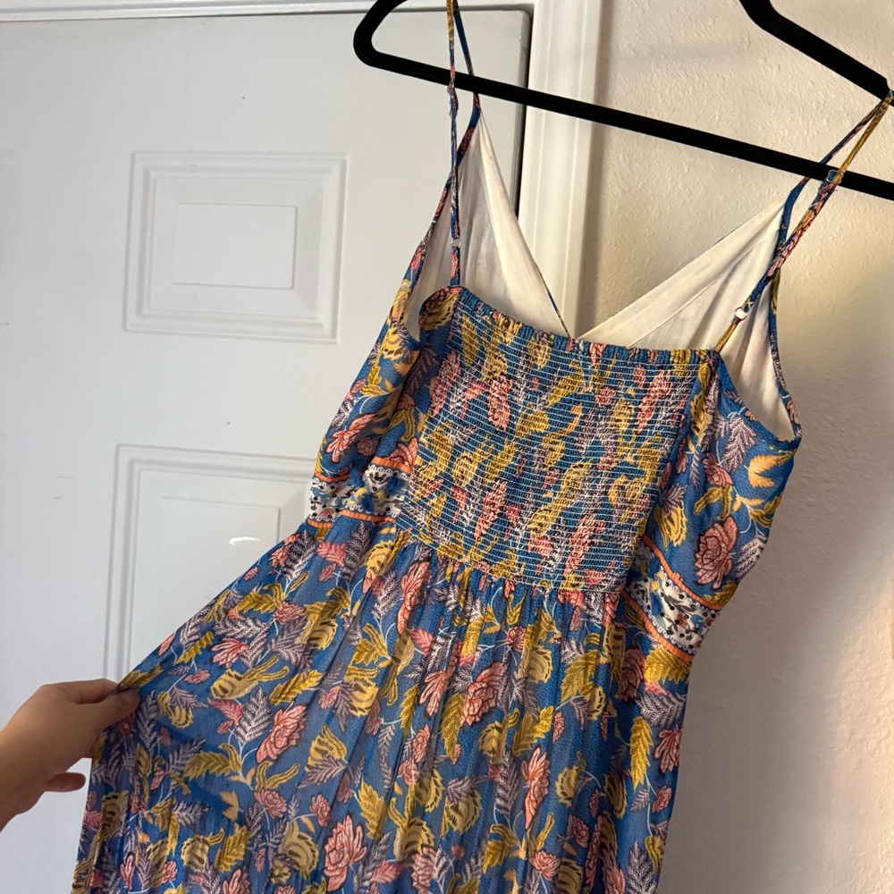 VERB‎ BY PALLAVI SINGHEE blue floral botanical tiered beaded v-neck maxi dress - Picture 5 of 7